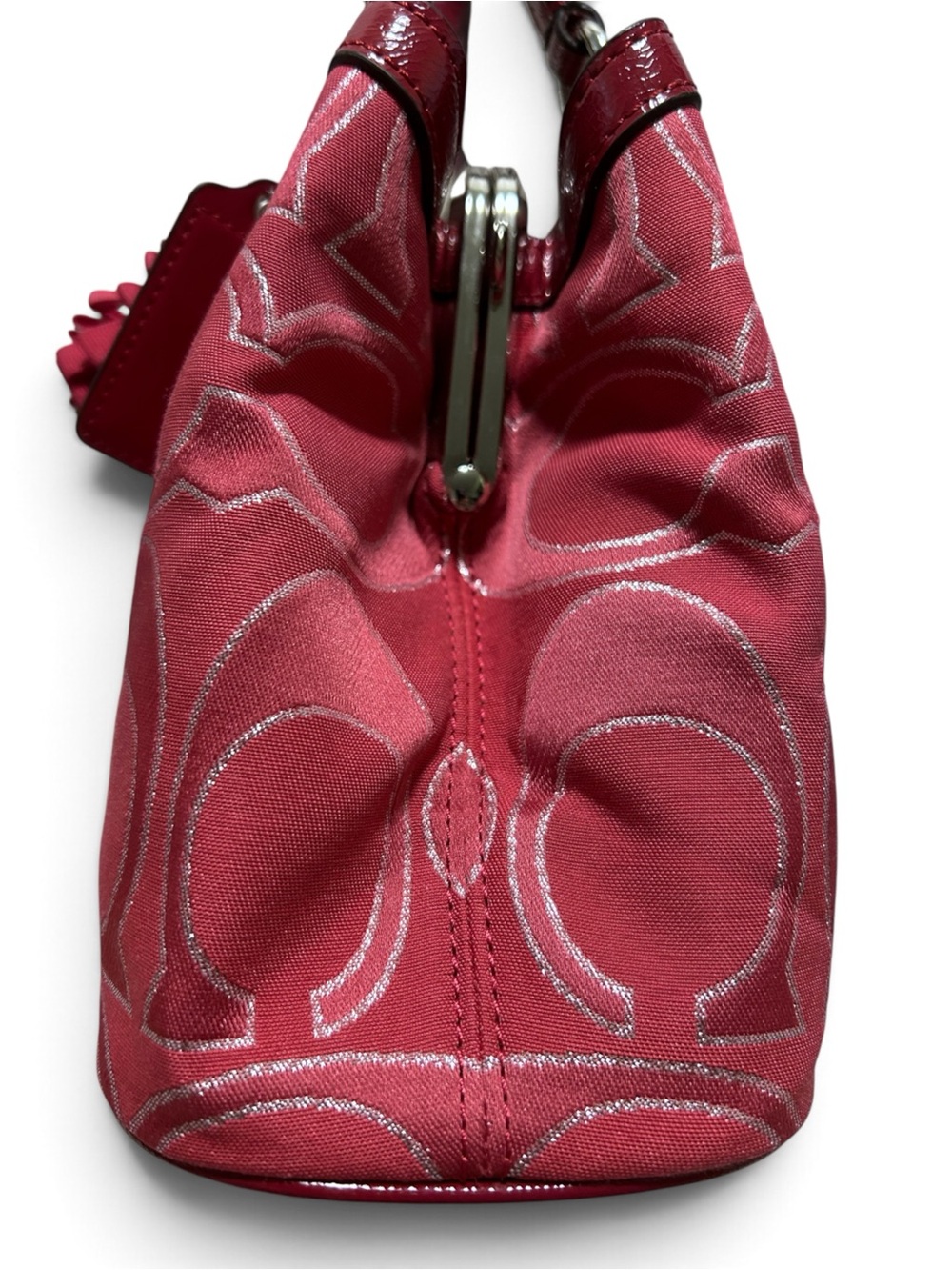 COACH Poppy Kisslock Lurex Signature C Jacquard w/Patent Leather Trim - Picture 8 of 13